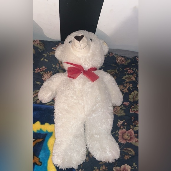 🧸White with Red Bow Plush Giant Teddy 29inch - Picture 5 of 7